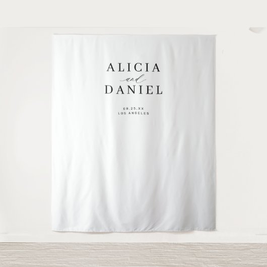 Simple modern black and white wedding backdrop タペストリー (正面)