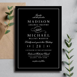 Simple Modern Black and White Wedding Invitation シーズンカード