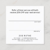 Simple Modern Black  Customer Referral 紹介カード (裏面)