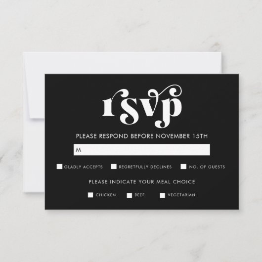 Simple Modern Black & White RSVP Card (正面)