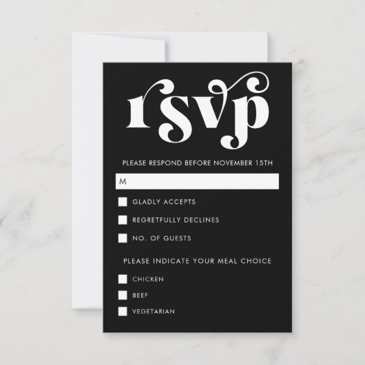 Simple Modern Black & White RSVP Card (正面)