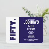 Simple Modern Blue and White 50th Birthday 招待状 (スタンド正面)