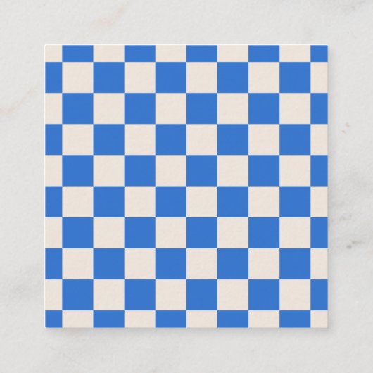Simple Modern Blue Checkerboard Your Logo Custom スクエア名刺 (裏面)