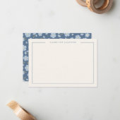Simple Modern Blue Floral Flat Note Card ノートカード (正面/裏面インサイチュ)