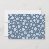 Simple Modern Blue Floral Flat Note Card ノートカード (裏面)
