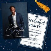 Simple Modern Blue Photo 2026 Graduation Party 招待状