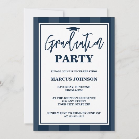 Simple Modern Blue Photo 2026 Graduation Party 招待状 (裏面)