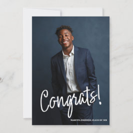 Simple Modern Blue Photo 2026 Graduation Party 招待状