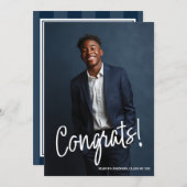 Simple Modern Blue Photo 2026 Graduation Party 招待状 (正面/裏面)