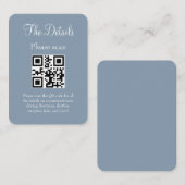 Simple Modern Blue Wedding Details with QR Code エンクロージャーカード (正面/裏面)