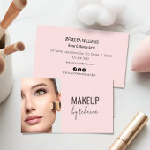 Simple Modern Blush Pink Photo Social Icons Makeup 名刺