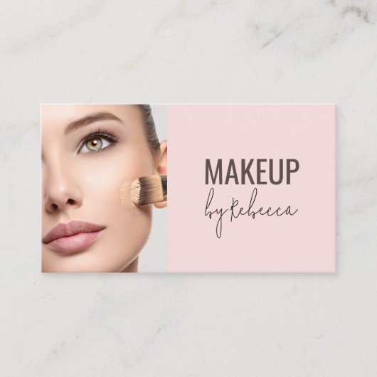 Simple Modern Blush Pink Photo Social Icons Makeup 名刺 (正面)