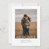 Simple Modern Budget Wedding Bold Date Photo セーブザデート (正面)