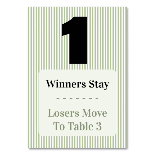Simple Modern Bunco Table One Card Set  テーブルナンバー (正面)