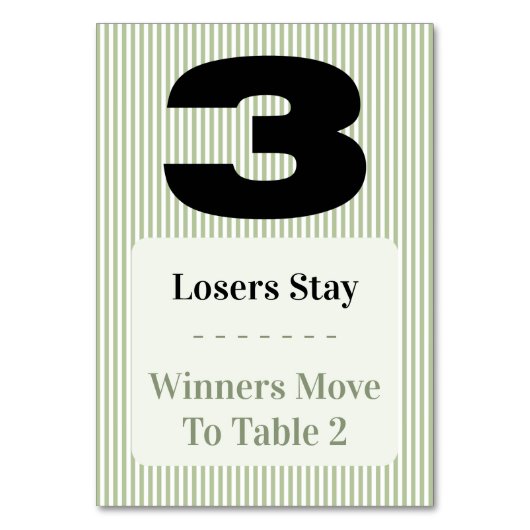 Simple Modern Bunco Table Three Card Set  テーブルナンバー (正面)