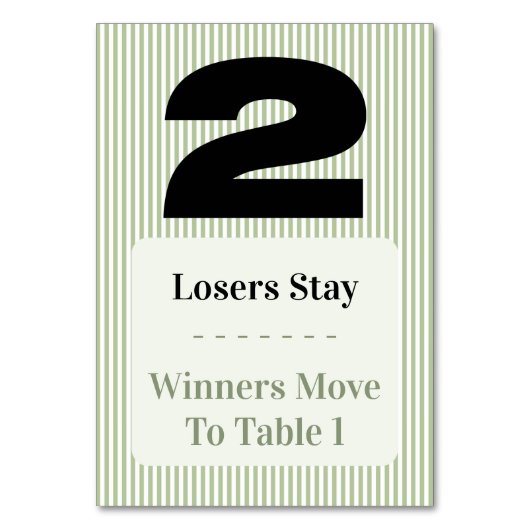 Simple Modern Bunco Table Two Card Set  テーブルナンバー (正面)