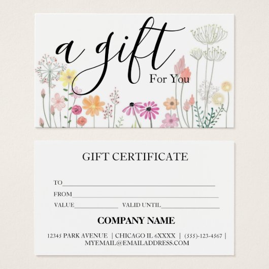 Simple & Modern Business Gift Certificate (正面&裏面)