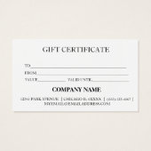 Simple & Modern Business Gift Certificate (裏面)