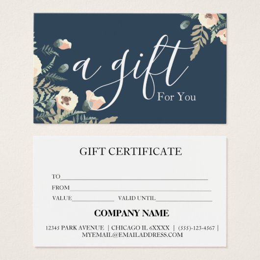Simple & Modern Business Gift Certificate (正面&裏面)