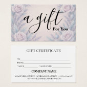 Simple & Modern Business Gift Certificate (正面&裏面)