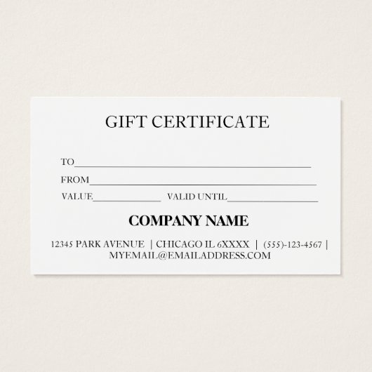 Simple & Modern Business Gift Certificate (裏面)