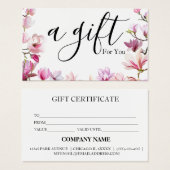 Simple & Modern Business Gift Certificate (正面&裏面)