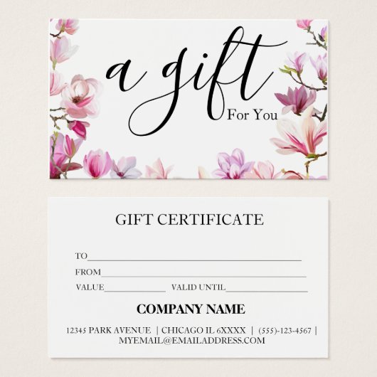 Simple & Modern Business Gift Certificate (正面&裏面)