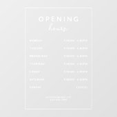Simple Modern Business Opening Hours Transparent ウィンドウサイン (シート)