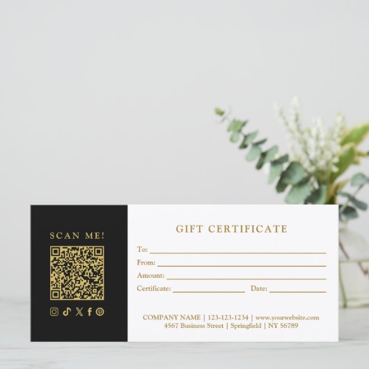 Simple Modern Business QR Code Gift Certificate (スタンド正面)