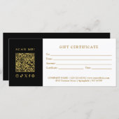 Simple Modern Business QR Code Gift Certificate (正面/裏面)