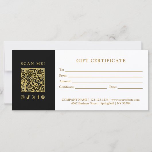 Simple Modern Business QR Code Gift Certificate (正面)