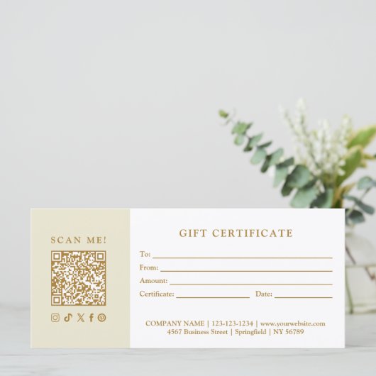 Simple Modern Business QR Code Gift Certificate (スタンド正面)
