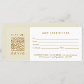 Simple Modern Business QR Code Gift Certificate (正面/裏面)