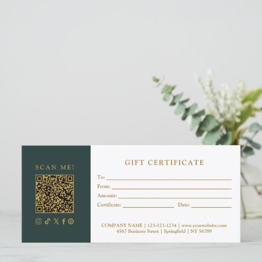 Simple Modern Business QR Code Gift Certificate (スタンド正面)