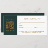 Simple Modern Business QR Code Gift Certificate (正面/裏面)