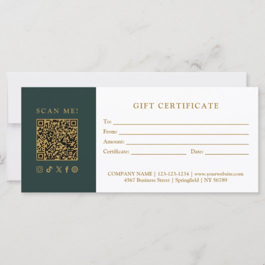 Simple Modern Business QR Code Gift Certificate (正面)