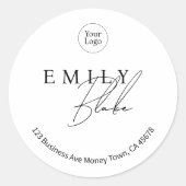 Simple Modern Business Sticker With Logo ラウンドシール (正面)