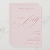 Simple Modern Caligraphy Forty 40th Birthday Party 招待状 (正面/裏面)