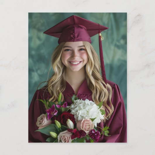 Simple Modern Calligraphy Graduation Invitation  シーズンポストカード (正面)