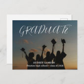 Simple Modern Calligraphy Photo Graduation  インビテーションポストカード (正面/裏面)