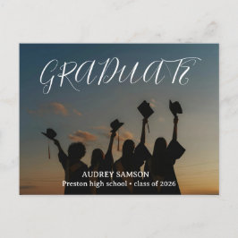 Simple Modern Calligraphy Photo Graduation  インビテーションポストカード