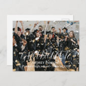 Simple Modern Calligraphy Photo Graduation  インビテーションポストカード (正面/裏面)