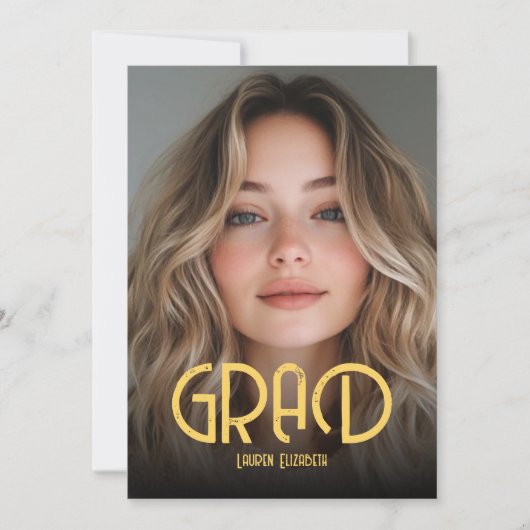 Simple Modern Calligraphy Photo Graduation 招待状 (正面)