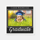 Simple Modern Calligraphy Photo Graduation Black スタンダードカクテルナプキン (正面)