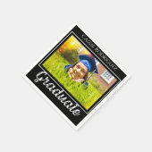 Simple Modern Calligraphy Photo Graduation Black スタンダードカクテルナプキン (角)