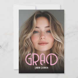 Simple Modern Calligraphy Photo Graduation Invitat 招待状