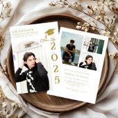 Simple Modern Calligraphy Photo Graduation Invitat 招待状