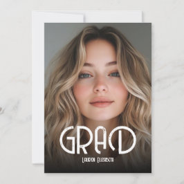 Simple Modern Calligraphy Photo Graduation Invitat 招待状