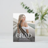 Simple Modern Calligraphy Photo Graduation Party ポストカード (スタンド正面)
