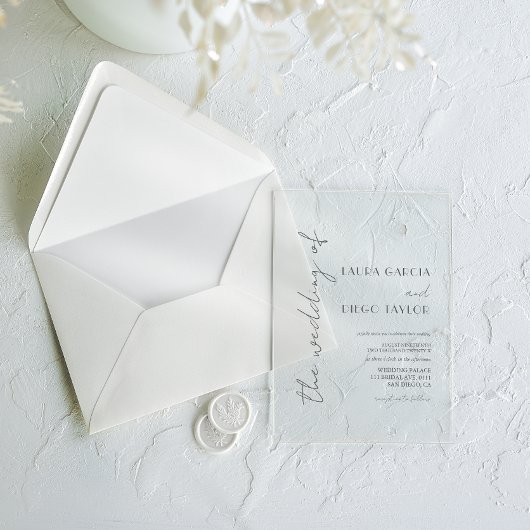 Simple Modern Calligraphy Wedding アクリル招待状